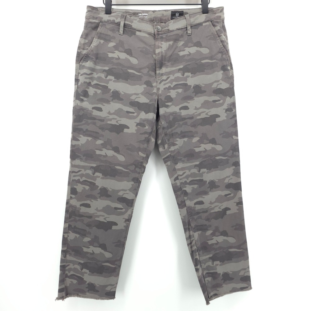 AG Adriano Goldschmied Womens Pants The Caden 32x24 Grey Camo Tailored Trousers - Picture 1 of 9